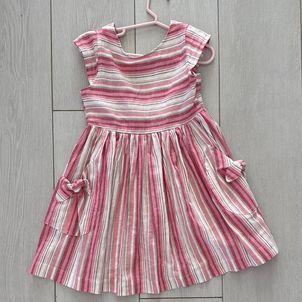 Mayoral girls Striped Pink and White Dress 6